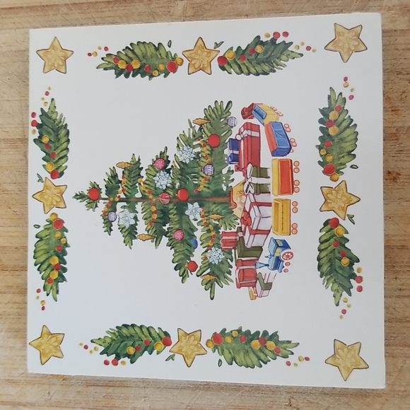 Set of 4 Christmas Tree Wood Coasters - Picture 2 of 3